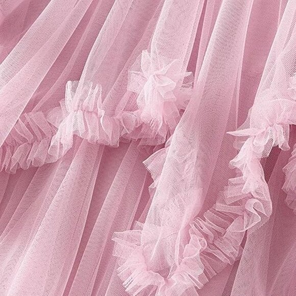 Pink tulle Sheer Midi Skirt - Picture 4 of 4